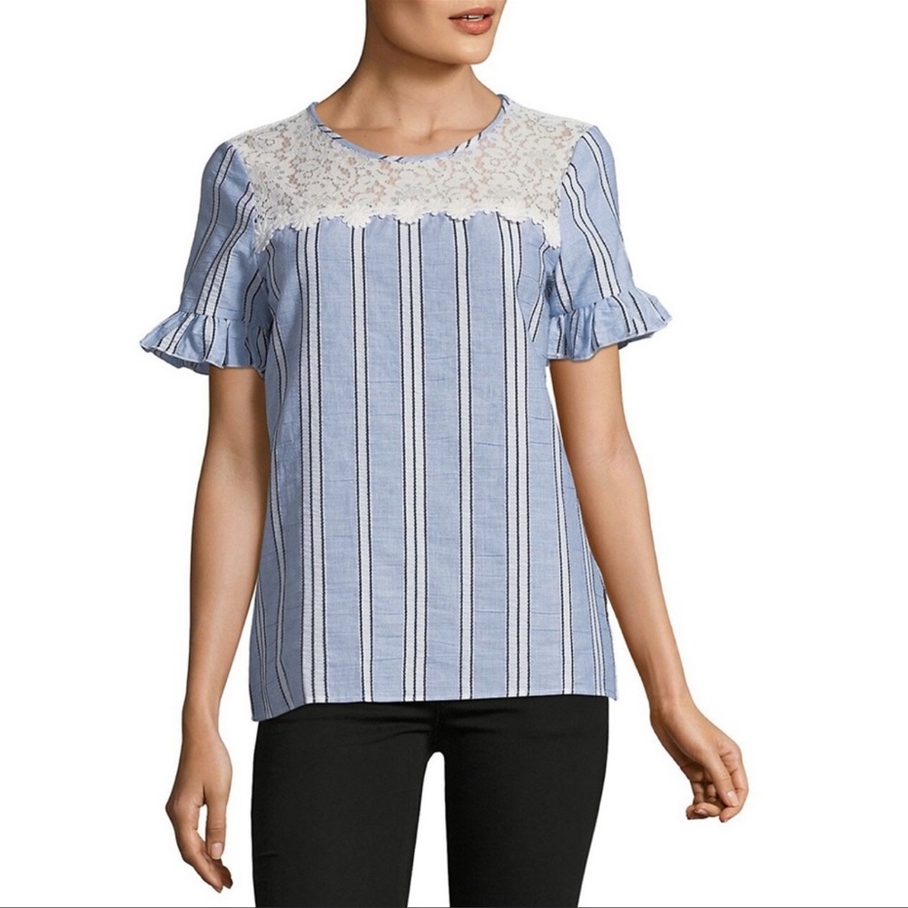 Karl Lagerfeld Laced Daisy Striped Top